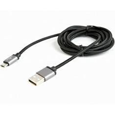 Gembird cotton braided micro USB cable 2.0 AM-MBM5P 1.8M, metal connectors,black