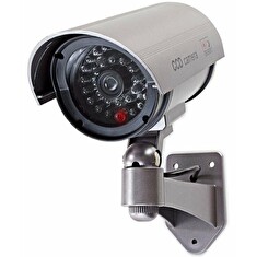 NEDIS atrapa bezpečnostní kamery s infračervenou LED/ válcová/ IP44/ venkovní/ šedá