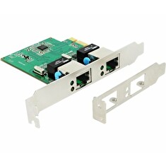 DeLock PCI Express Card > 2 x Gigabit LAN - Síťový adaptér - PCIe 1.1 nízký profil - Gigabit Ethernet x 2
