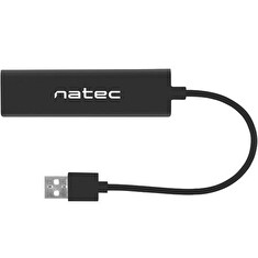 Natec Hub USB 2.0 DRAGONFLY 3-ports + RJ45, Black