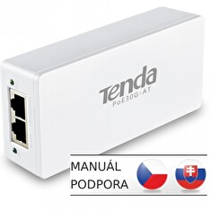 Tenda PoE30G-AT - Gigabit Power Injector, 30W, 48V, 802.3at/802.3af,PD Autodet., 2x GbE LAN