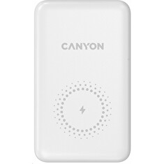 CANYON powerbanka PB-1001W PD&QC3.0, 10 000mAh Li-pol, Input 5/9V (Lightning/USB-C),Output 5/9/12V (USB-A+USB-C),bílá