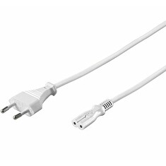 PremiumCord napájecí kabel pro notebooky 2-pólový, délka 3m, bílý