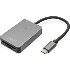 DIGITUS Čtečka karet USB-C, 2 porty UHS-II SD4.0, TF4.0, 300 Mb/s