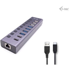 i-tec datový a nabíjecí HUB USB 3.0/USB-C/ 9x port/ LAN + Power Adapter 60W