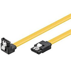 Kabel k HDD PremiumCord 0,3m SATA 3.0 datový kabel 1.5GBs / 3GBs / 6GBs, kov.západka, 90°