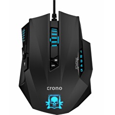 CRONO myš CM648/ gaming/ optická/ drátová/ 4000 dpi/ LED podsvícení/ 11 tlačítek/ USB/ černo-modrá