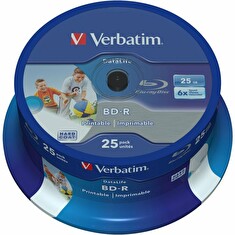 Verbatim Blu-ray BD-R DataLife [ Spindle 25 | 25GB | 6x | WIDE PRINTABLE NO ID ]