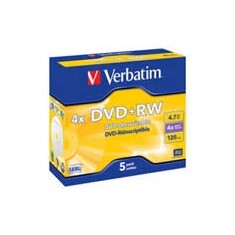 DVD+RW Verbatim 4,7GB 4x Jewel, 5-pack