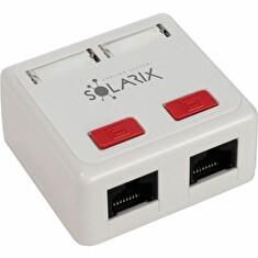 Solarix Zásuvka CAT5e UTP 2 x RJ45 na omítku bílá (spodní vývod)