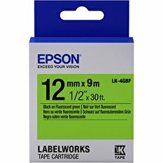 Epson LabelWorks LK-4GBF - Černá na zelené - Role (1,2 cm x 9 m) 1 role páska nálepek - pro LabelWorks LW-1000, LW-300, LW-400, LW-600, LW-700, LW-900, LW-K400, LW-Z700, LW-Z900