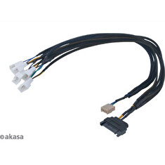 AKASA Kabel Flexa FP5S redukce pro ventilátory, 1x 4pin PWM na 5x 4pin PWM, 45cm