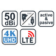 EVOLVEO Xany 1 LTE, 50dBi aktivní pokojová anténa DVB-T/T2, LTE filtr