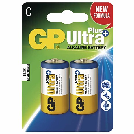 GP alkalická baterie 1,5V LR14 (C) Ultra Plus 2ks blistr