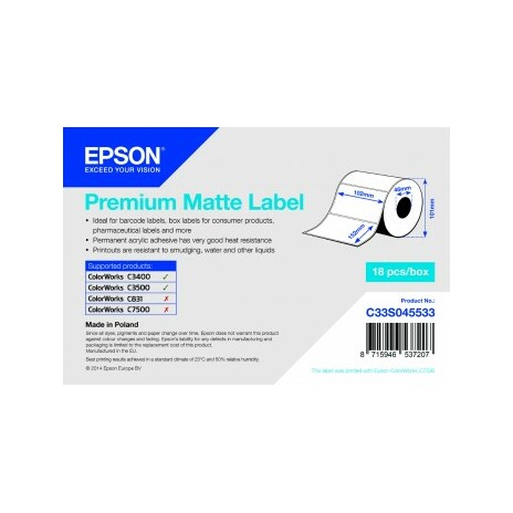 Premium Matte Label -102mm x152mm, 225 labels