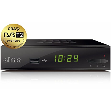 ALMA DVB-T/T2 přijímač 2860/ Full HD/ H.265/HEVC/ CRA ověřeno/ PVR/ EPG/ HDMI/ USB/ LAN/ SCART/ černý