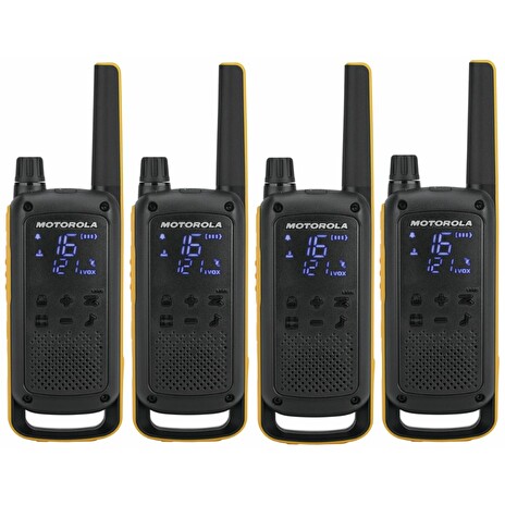 Motorola TLKR T82 Extreme Quadpack vysílačka (4 ks, dosah až 10 km), IPx4, černo/žlutá