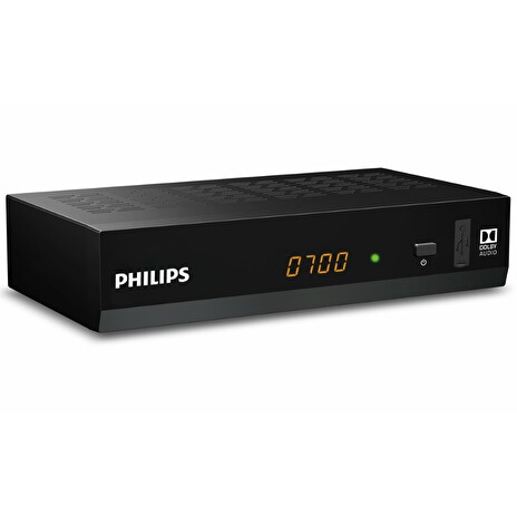 PHILIPS DVB-T/T2 přijímač DTR3502BFTA/ Full HD/ H.265/HEVC/ CRA ověřeno/ PVR/ EPG/ USB/ HDMI/ LAN/ SCART/ černý
