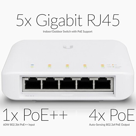 Ubiquiti UniFi Indoor/outdoor 5Port Poe Gigabit Switch with 802.3bt Input Power Support
