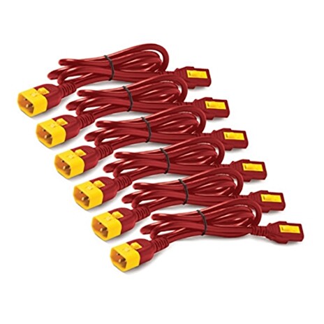 Power Cord Kit (6 ea), Locking, C13 TO C14, 0.6m, Red
