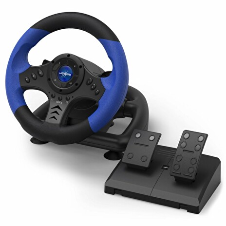 HAMA uRage závodní volant Gripz 500/ USB/ plynový a brzdový pedál/ 12 tlačítek/ černo-modrý