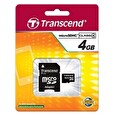 Transcend 4GB microSDHC (Class 4) paměťová karta (s adaptérem)