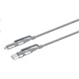Manhattan Kabel 4-in-1, nabíjení a sync USB kabel, 480 Mbps, 3A/60W, 1 m, pletený design, šedá