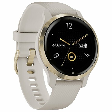 GARMIN GPS elegantní sportovní hodinky Venu2S Light Gold/Sand Band