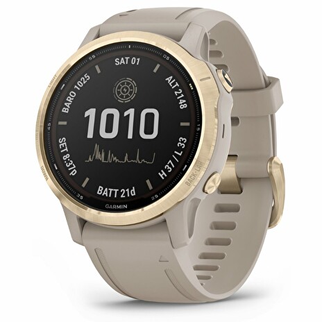 GARMIN chytré sportovní GPS hodinky fenix6S PRO Solar, LightGold/Sand Band