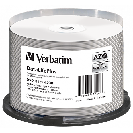 VERBATIM DVD-R DataLifePlus 4.7GB, 16x, printable, spindle 50 ks