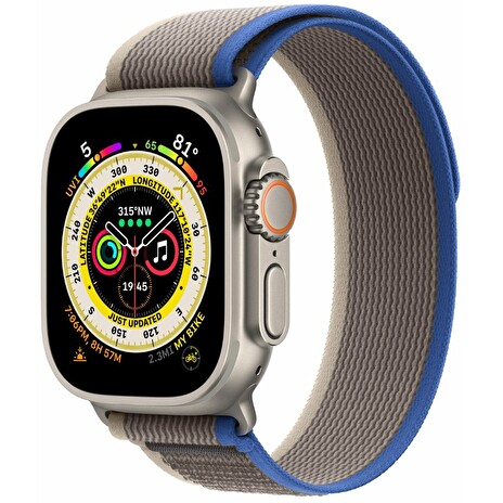 APPLE Watch Ultra GPS + Cellular, 49mm Titanium Case with Blue/Gray Trail Loop - M/L