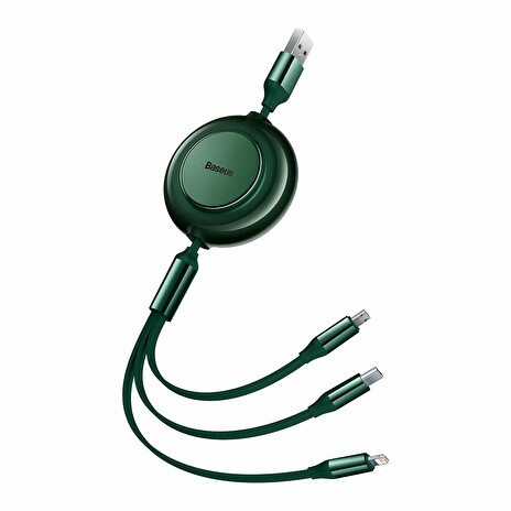 Baseus CAMJ010006 Bright Mirror Kabel 3v1 MicroUSB/USBC/Lightning 3,5A 1.1m Green