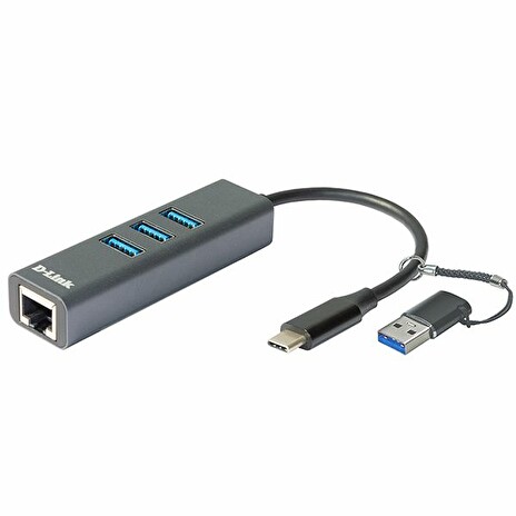 D-Link DUB-2332 USB-C/USB to Gigabit Ethernet Adapter with 3 USB 3.0 Ports