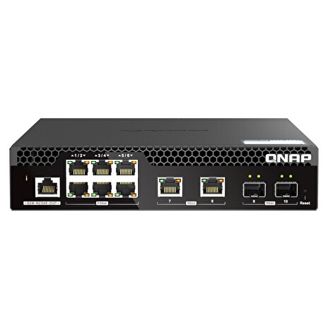 QNAP řízený PoE++ switch QSW-M2106PR-2S2T (6x 2,5GbE RJ45, 2x 10GbE RJ45, 2x 10GbE SFP+, malá šířka)