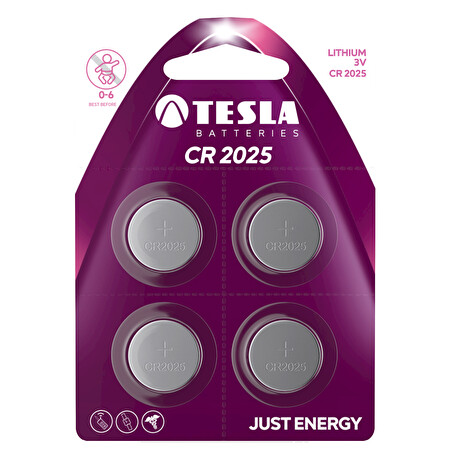 TESLA - baterie TESLA CR2025, 4ks, CR2025