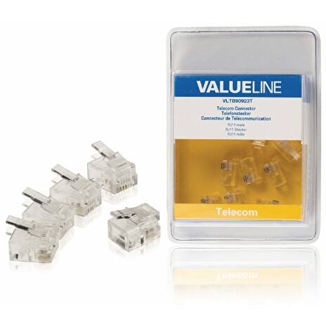 Valueline VLTB90923T - Telefonní Konektor RJ11 zástrčka PVC Transparentní, 5 ks