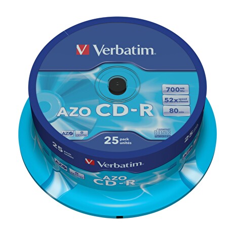 Verbatim CD-R [ cakebox 25 | 700MB | 52x | Crystal | DataLife+ AZO ]