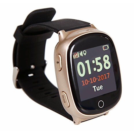 HELMER GPS lokátor LK 705 umístěný v chytrých hodinkách pro seniory/ volací hodinky/ vodotěsné/ dotykový displej/ bronzo
