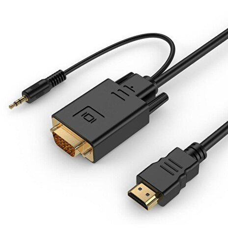 Gembird adaptér HDMI-A(M) ->VGA (F) + audio, na kabelu 3m, černý