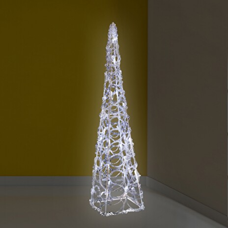 Orava CL-50 W Bílá vánoční LED věž (jehlan), přívodní kabel 60cm, 50 světel, výška věže 60cm