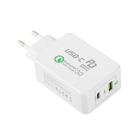 Extreme Media charger - Quick charge 240V- 2x USB PD (QC 3.0)