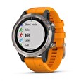 Garmin GPS sportovní hodinky fenix5 Plus Sapphire Black, oranžový řemínek