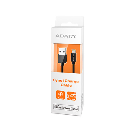 ADATA Synchronizační a napájecí kabel, USB, MFi (iPhone, iPad, iPod), černý